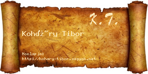 Koháry Tibor névjegykártya