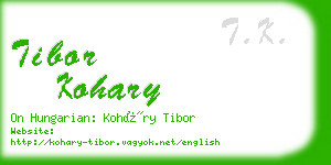 tibor kohary business card